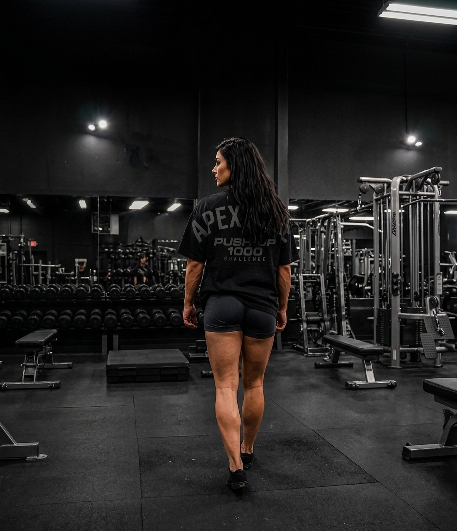 Apex Core Push-Up 1000 Challenge tee — female athlete
